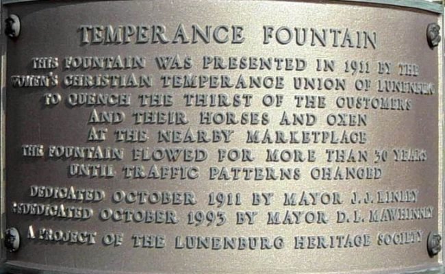 Lunenburg: Temperance Fountain plaque -1