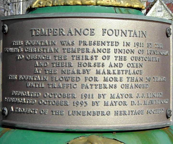 Lunenburg: Temperance Fountain plaque -1