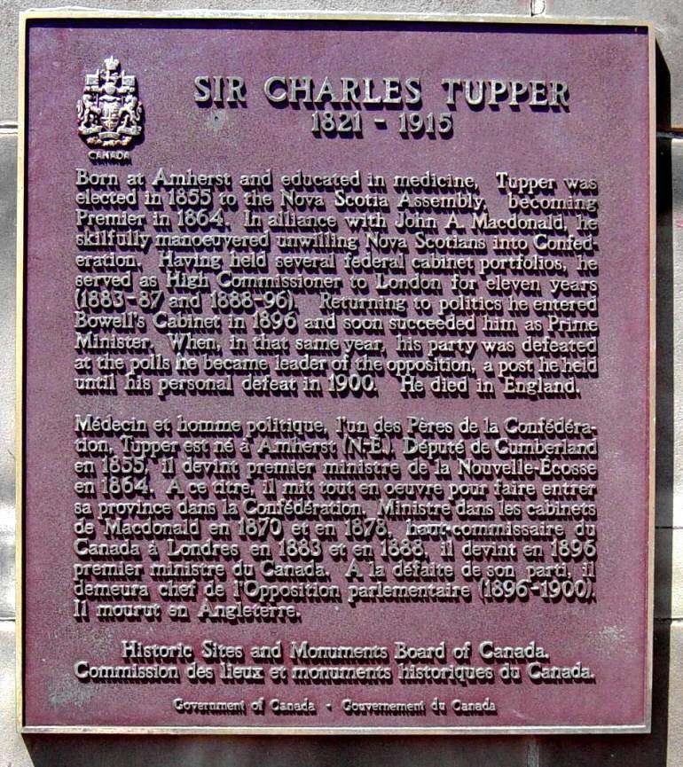 Amherst: Sir Charles Tupper plaque