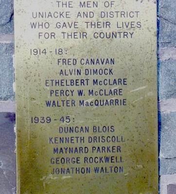 War memorial, Mount Uniacke: plaque, Nov. 2005 -7