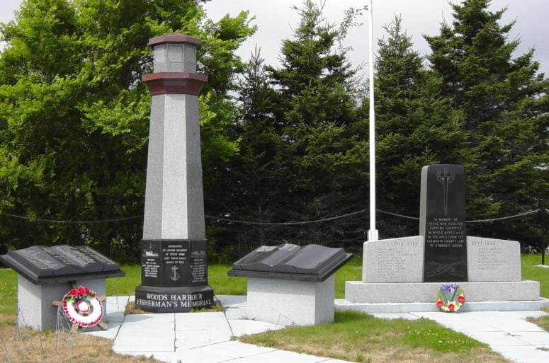 Woods Harbour: fisherman's memorial with war memorial